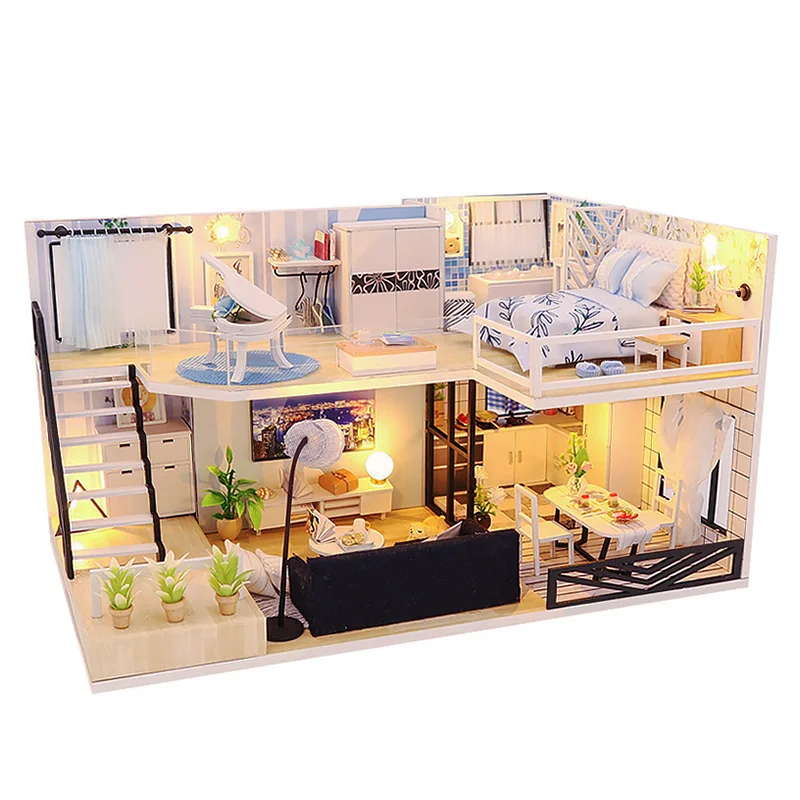 Кукольный домик сделай сам современный Лофт со строительной миниатюрой с