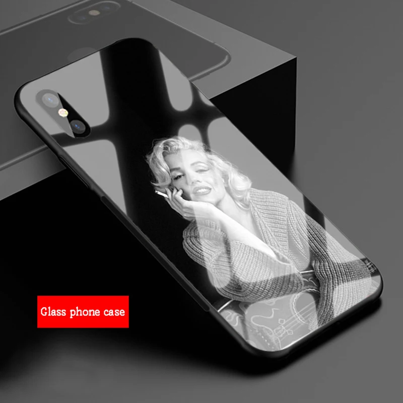 casely phone cases Marilyn Monroe Tempered Glass Phone Case For iphone 12 11 Pro Max 5 6 7 8 PLUS X XS XR XSMax Shell 12Pro Cover Shell cute phone cases