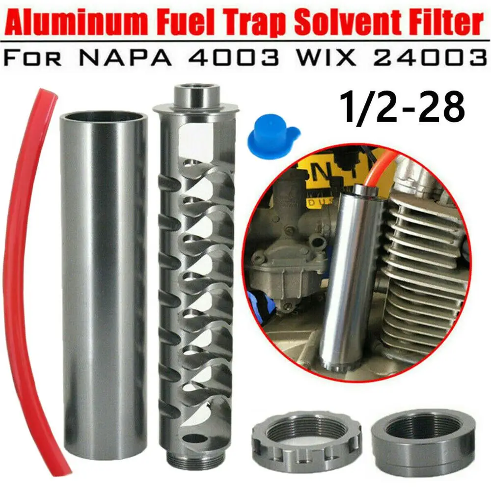 AGiao Car Filter Aluminium-Legierung 1/2-28 Auto Auto Kraftstofffilter Solvent Falle for Automobile Trap-Solvent End Cap Filter Cup Motorcycle Filter Color : Black