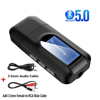 

USB Bluetooth 5.0 Audio receiver transmitter with LCD screen 2IN1 Mini 3.5mm Jack AUX USB wireless adapter for TV car PC