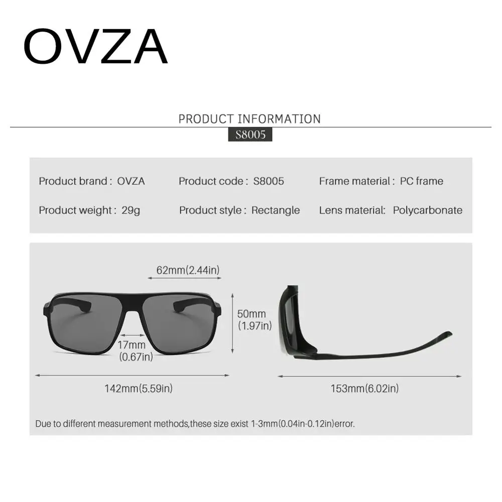 Мужские прямоугольные солнцезащитные очки OVZA стильные стимпанк отражающий