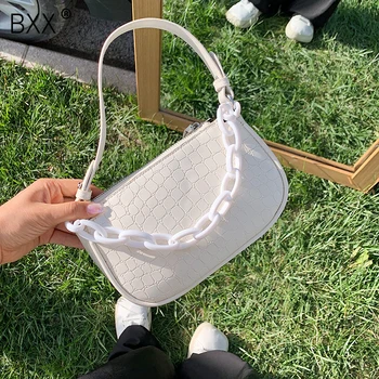 

[BXX] Stone Pattern PU Leather Crossbody Bags For Women 2020 Spring Shoulder Handbags Female Travel Acrylic Chain Bag HM556