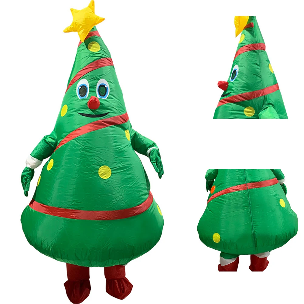 

150-190cm Inflatable Clothes Cosplay Party Decorative Polyester Lightweight Christmas Tree Shaped Cartoon Props