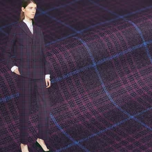 Красный малиновый фиолетовый плед пряжа окрашенная камвольная шерстяная ткань материал осенние женские костюмы брюки швейная ткань портной