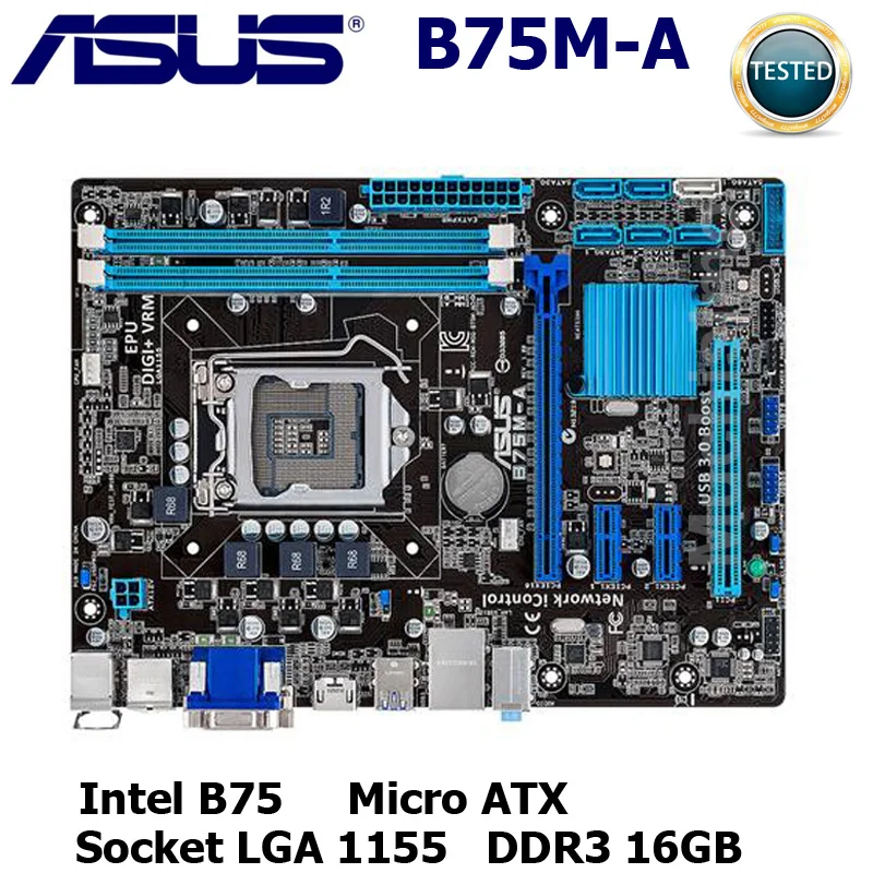 LGA1155 Материнская плата ASUS B75M-A LGA1155 Intel B75 DDR3 i3 i5 i7 Процессор 16 Гб для рабочего стола материнской платы mикро ATX