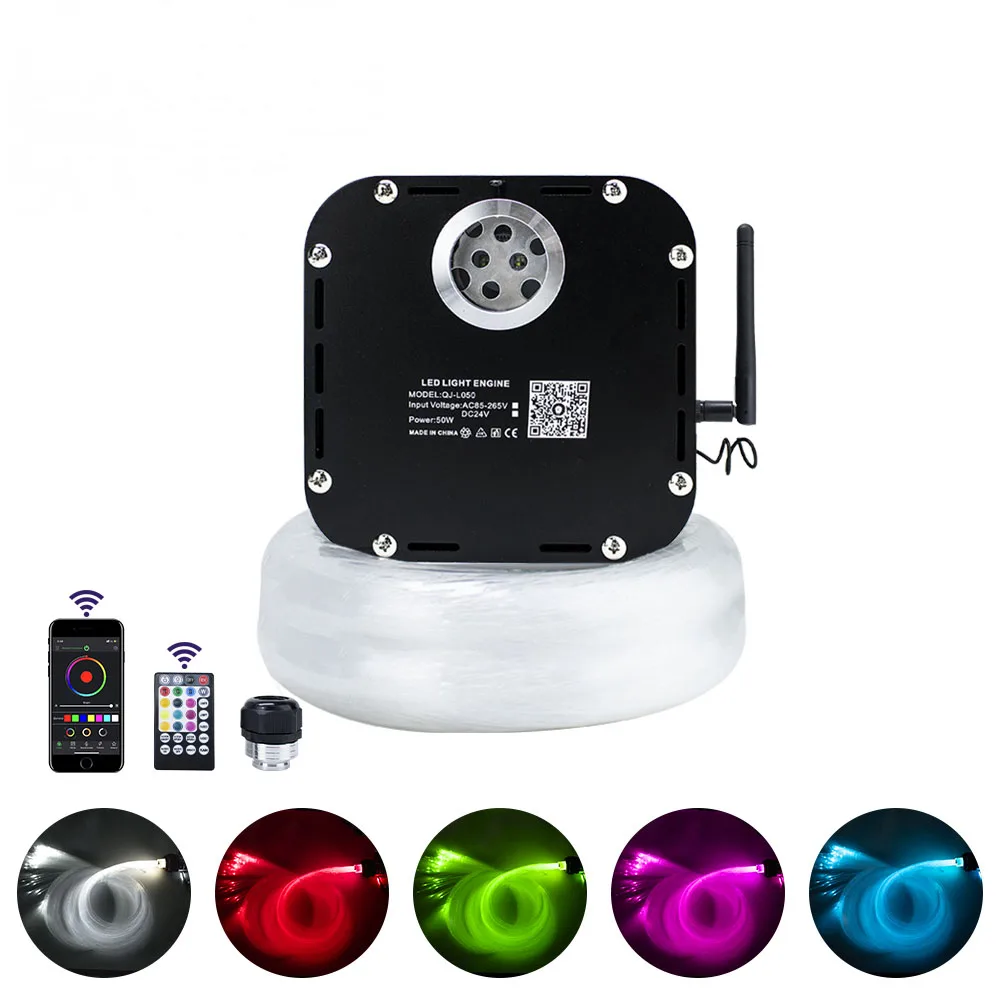 50W RGBW 4-speed Twinkle LED Fiber Optic Light APP Bluetooth Music RF Remote 4 Meters 400 strands Mixed-size Cable Star Ceiling | Лампы и