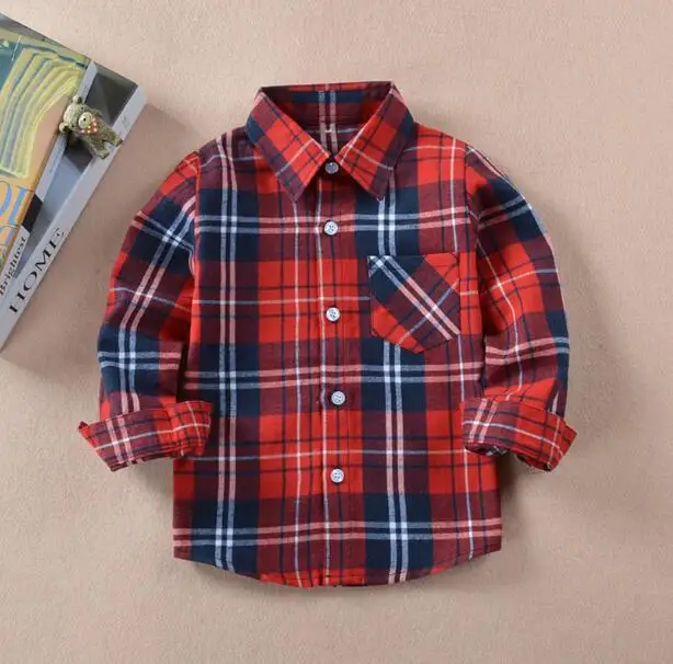 Xunqicls/ г.; Модная рубашка в клетку для маленьких мальчиков; хлопковые рубашки с длинными рукавами; детская одежда для мальчиков и девочек; одежда для детей - Цвет: E002