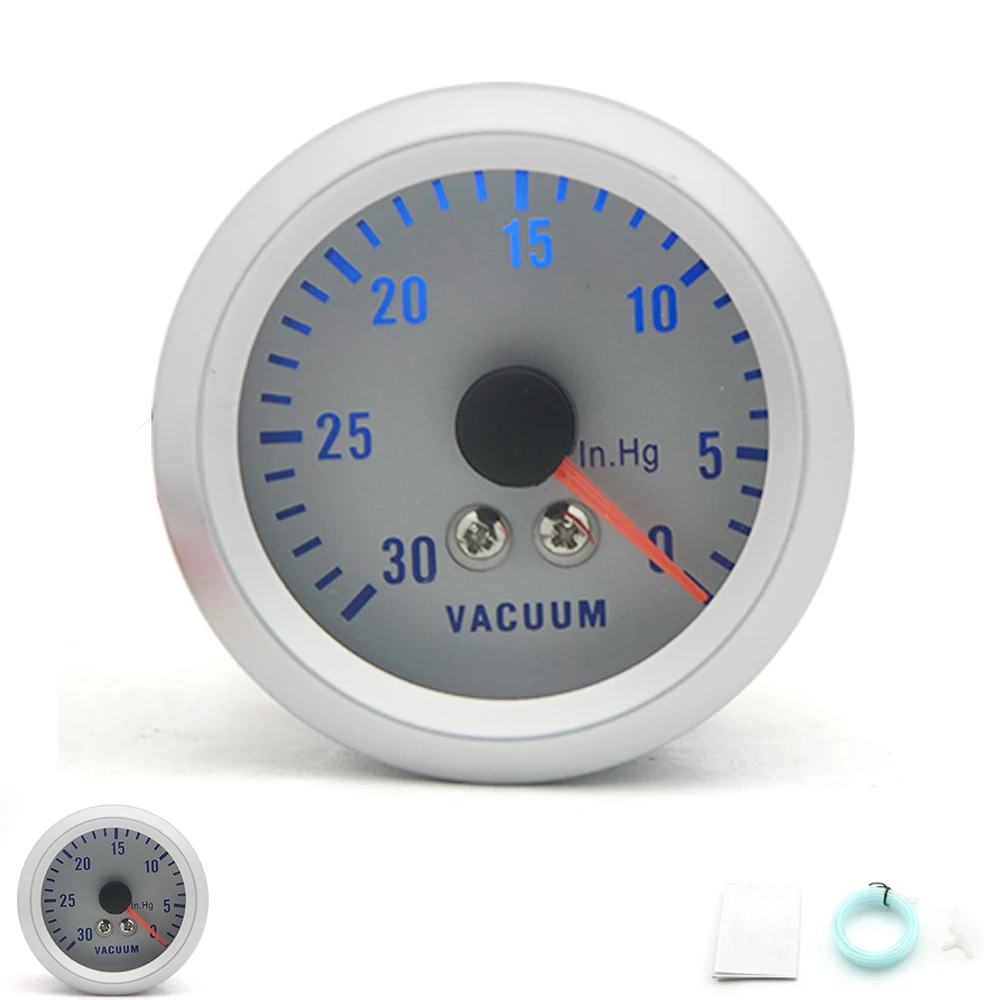 2inch 52mm Universal Car Analog Vacuum Gauge 030 Inhg Led Light Silver Face Vacuum Gauges