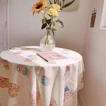 

Korean Ins Bear Tablecloth Home Kitchen Table Decor Chic Picnic Cover Backdrops