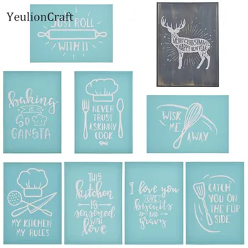 

YeulionCraft 8 Styles A4 Size Inspirational Word Letter Stamps Silk Screen Printing Stencil For Pillow T-Shirts Diy Home Decor