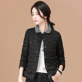 

Winter Jacket Women Warm Thick black Short Style zipper woman Coat Loose turn-down Collar female casual Simple design Outwear