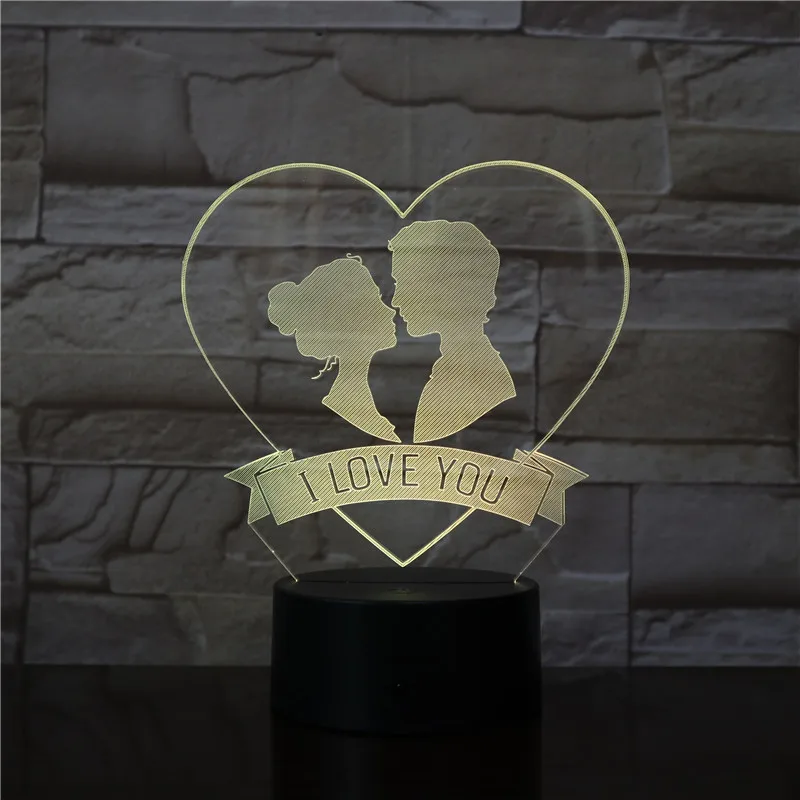 Валентина I Love U Usb сенсорный пульт дистанционного управления 7 цветов светодиодный 3d-ночник меняемый светится в темноте игрушки подарок на Хэллоуин 3438
