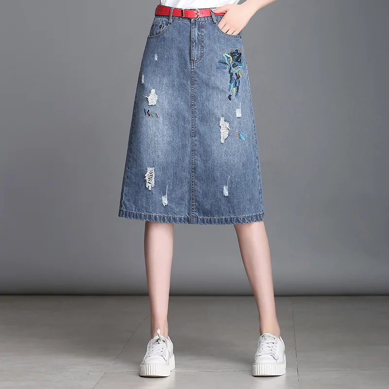 

2020 Spring New Style Slim Fit Slimming A- line Skirt Denim Skirt Large Size High-waisted Fashion Casual Skirt Skirt