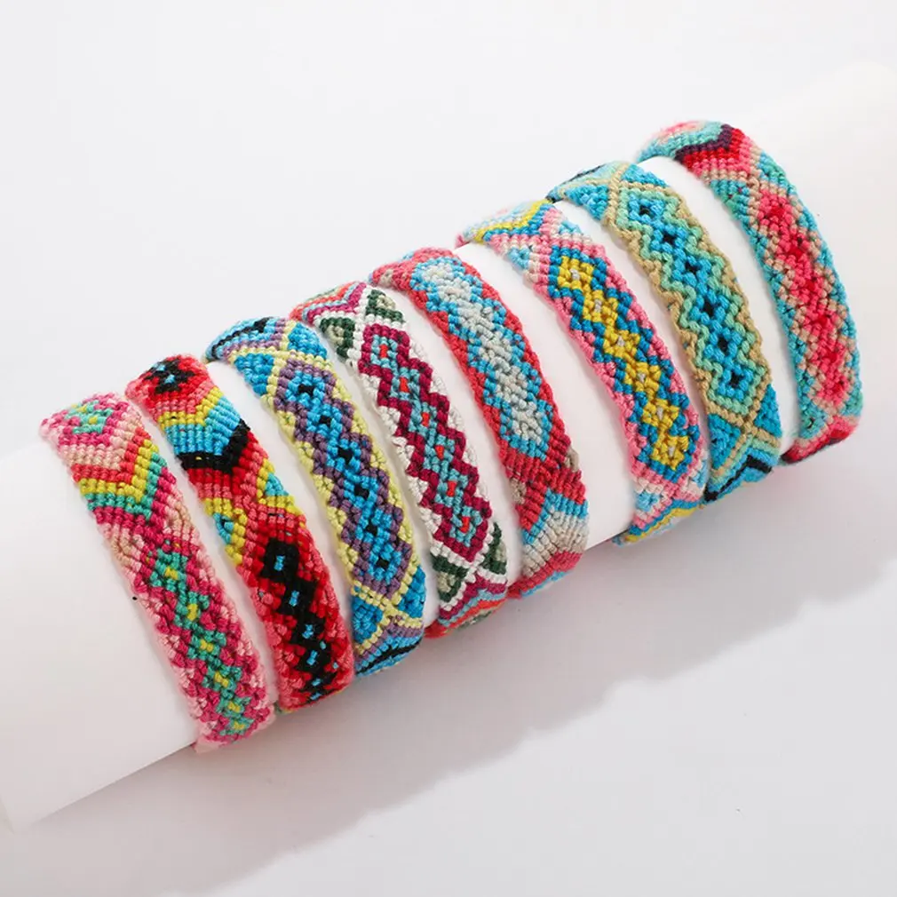 

Bohemian Bracelet Retro Handmade Boho Multicolor String Cord Woven Braided Hippie Friendship Bracelets Women Men HOT
