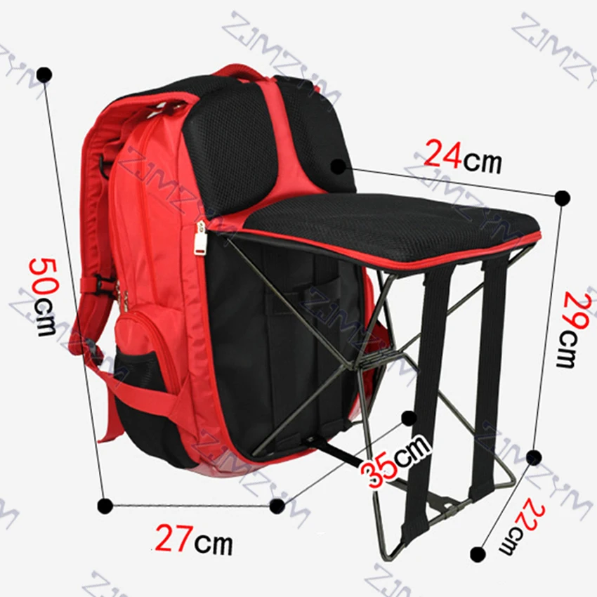 C1312 47L Fishing Chair Backpack Multifunctional Folding Stool Backpack Outdoor Casual Sports Mountaineering Hiking