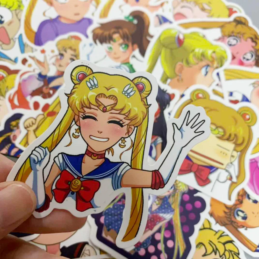 50 Pcs Exquisite Self-made Guardian Sailor Moon Girl Scrapbooking Decorative Sticker Decoration /waterproof Paper Stickers