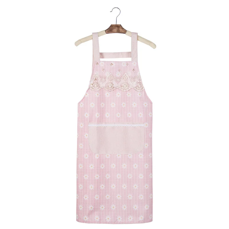 Women Kitchen Pocket Waist Pink Apron Tableware Baking Cooking Home Clothes  Cotton - China Apron and Kitchen Apron price