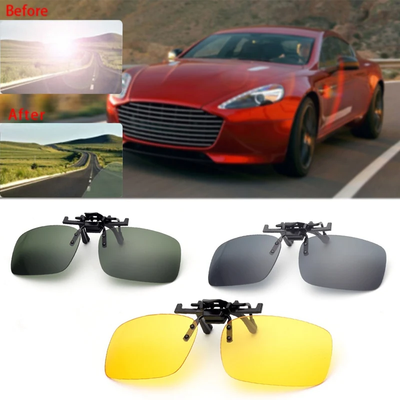 Солнцезащитные очки на застежке для вождения с линзами ночного видения, солнцезащитные очки для мужчин и женщин с защитой от УФ-излучения, чехол и ткань для очков