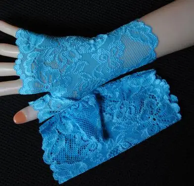 sky blue Женская Сексуальная кружевная перчатка без пальцев женская элегантная короткая летняя Солнцезащитная перчатка для вождения R1907 - Цвет: sky blue
