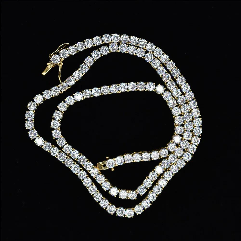 Цепочка для тенниса Мужская блестящая ожерелье в стиле хип хоп со сверкающими - Фото №1