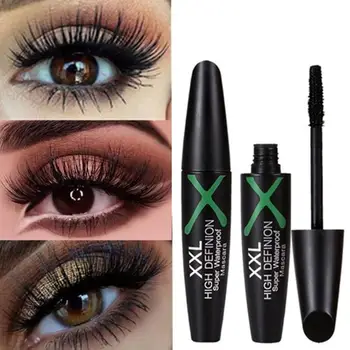 

4D Fiber Mascara Long Eyelash Silicone Brush Curving Lengthening Mascara Waterproof Longlasting Makeup Eye Cosmetic