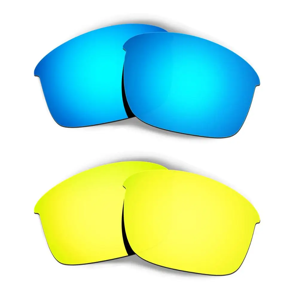 

HKUCO For Bottle Rocket Sunglasses Replacement Polarized Lenses 2 Pairs - Blue & Gold
