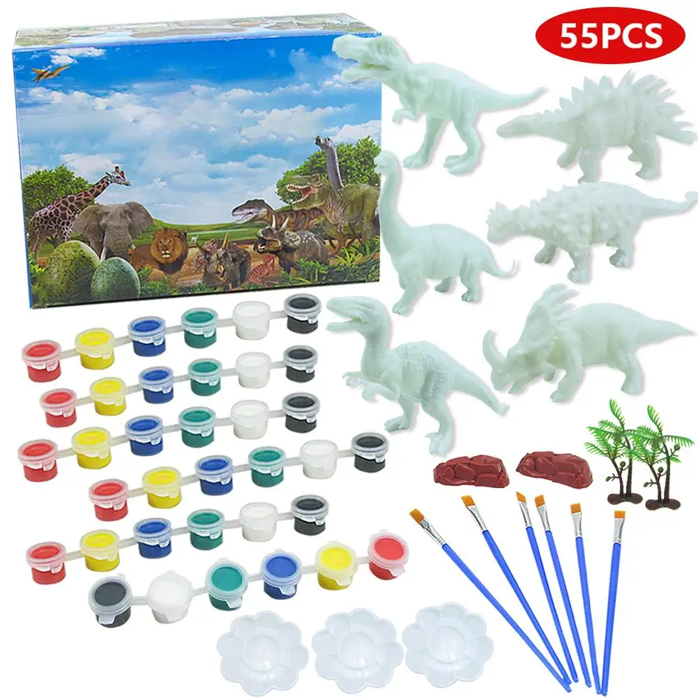 

3D Painting Dinosaurs Toy Dinosaur Figurines Model Paint Play Set Arts Crafts DIY Painting Graffiti Hand Craft Education Kid Toy
