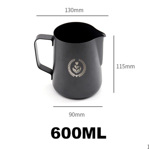 600ML 350/600 мл черный, красный из нержавеющей стали кувшин для крема Pull Flower Cup Cappuccino Art кувшин молочный Фрезер кружка кофе инструменты - Цвет: 600ML