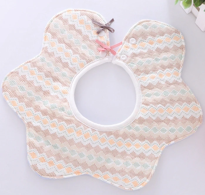 Flower Shape Cotton Bibs Waterproof Baby Feeding Burp Cloths Maternal And Child Supplies 360° Rotating Saliva Towel Children Bib - Цвет: 6
