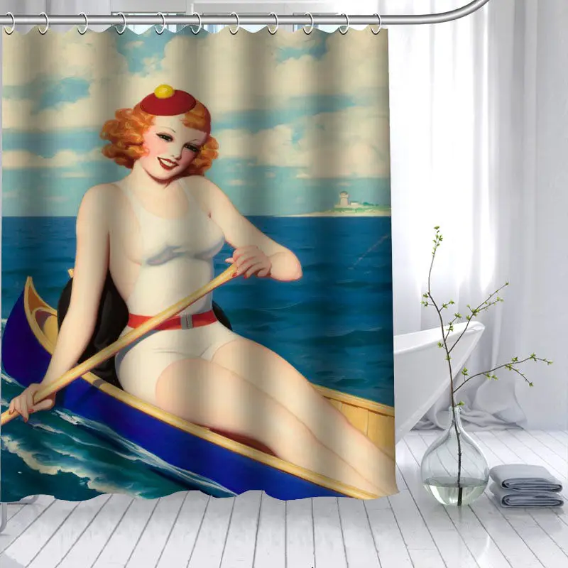 Заказная Соблазнительная девушка занавеска для душа 3D Водонепроницаемая полиэфирная ткань для ванной занавес с высоким разрешением 12 крючков для ванной комнаты