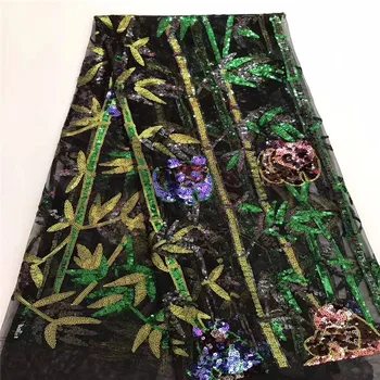 

Latest French Embroidered Tulle Lace Africa Sequins Mesh Lace Fabric Sewing for Party Wedding Dress Top Quality 5yards