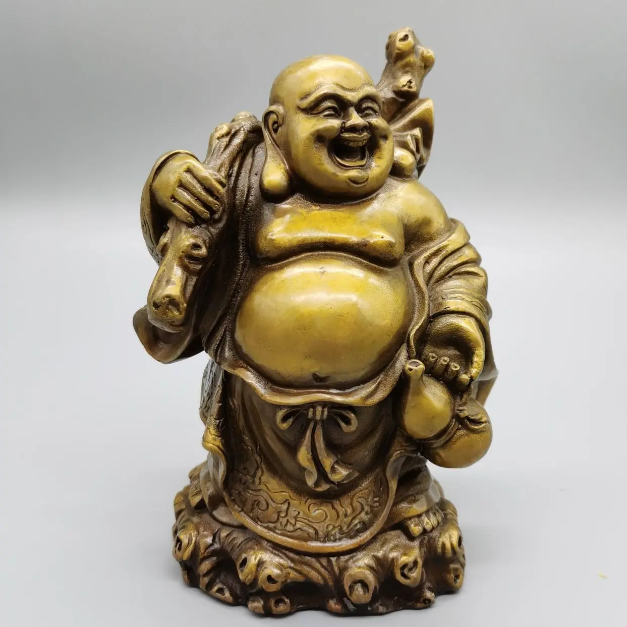 

China Elaborate Brass Sculpture" Maitreya Buddha " Metal Handicraft Home Decoration#3