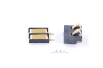 

5pcs Spring Compression Contact 2.5 mm Pitch 2 Pin Female Male Connector Surface Mount Rechargeable Battery Connector Gold Flash