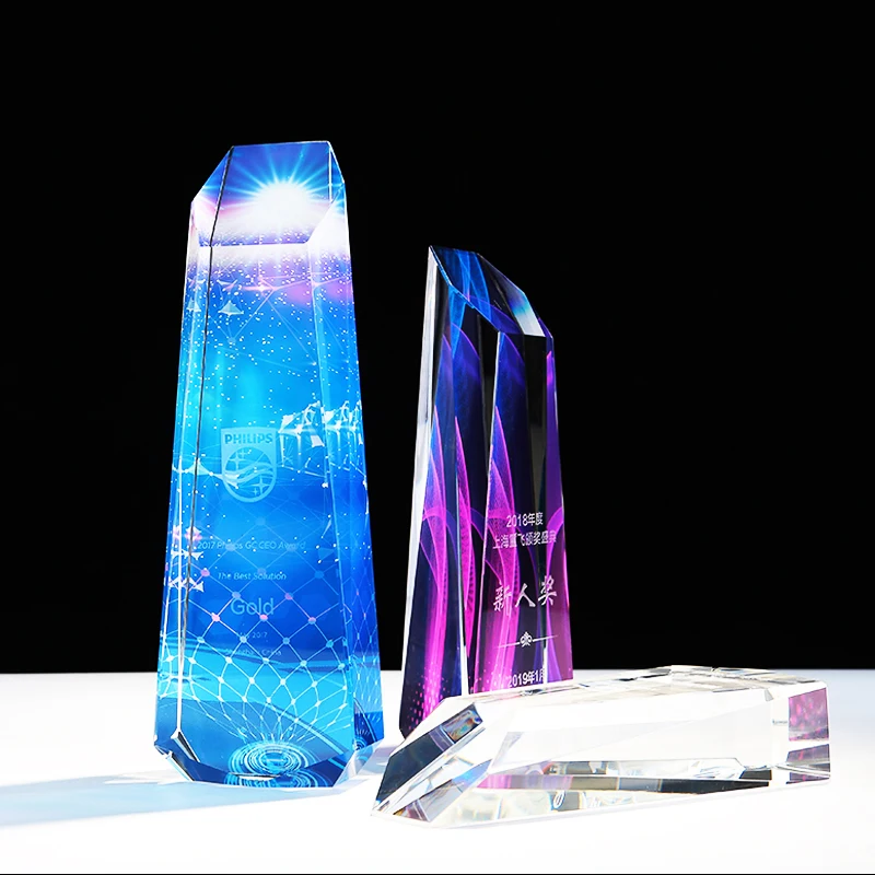 

Acquire The Custom Crystal Trophy Do Custom Color Printing Glass Souvenirs Annual Employee Creativity Lettering Trophy Game