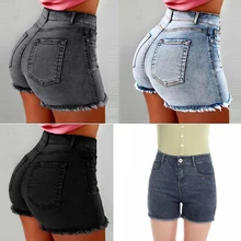 Short en jean déchiré à franges pour femmes, surdimensionné, vêtement d'été, avec poches, tendance, S 5XL, 2021