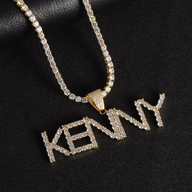 Подвески и ожерелья в стиле хип-хоп из циркониевой цепочки с надписью «Iced Out Tennis» для мужчин, ювелирные изделия с золотой серебряной цепью для тенниса