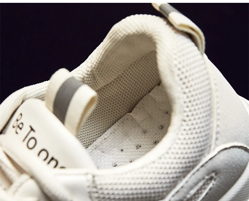Hemmyi Chunky Sneakers Women 6CM Increased Thick Bottom Platform Women Casual Shoes Breathable Mesh Shoes Woman Beige