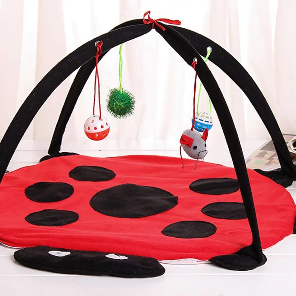 Pet Cat Bed Cat Play Toy Soft Playing Bed With Ball Blanket Warm