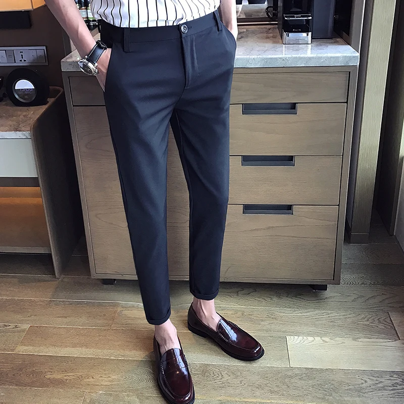 Летние мужские деловые Повседневные Брюки Корейская версия девять брюки модные мужские брюки мужские высококачественные мужские узкие брюки