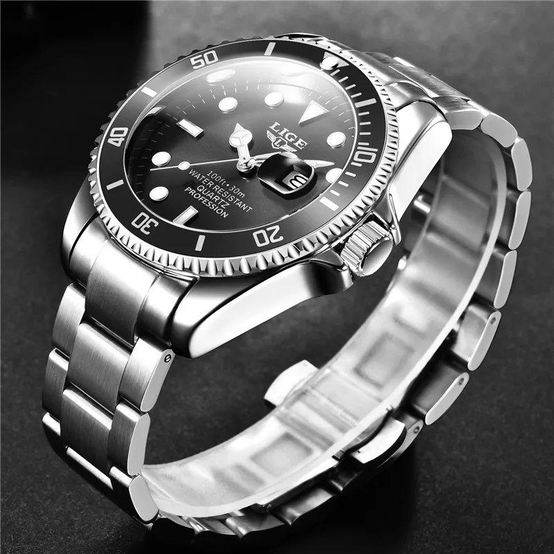 2021 New LIGE Mens Watches Fashion Business Waterproof Quartz Wrist Watch Men Top Brand Luxury Stainless Steel Sport Clock Male