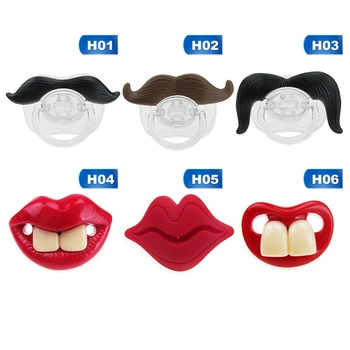 

Baby Funny Appease Nipple Baby Soothes Silicone Pacifier Clown Mustache Tooth Vermilion Border Silica Gel Nipple