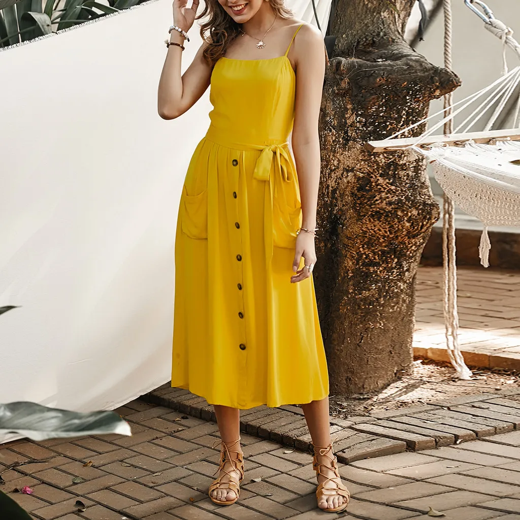 womens yellow sundress