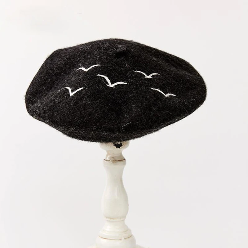 

Beret Men Women Creative Seagull French Painter Hat Handmade Soft Wool Felt Warm Autumn Winter Berets Fashion Party