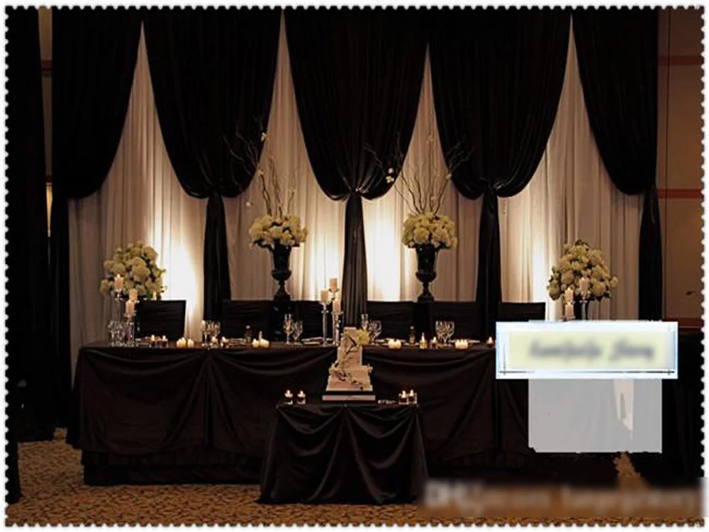 Luxury Black Wedding Backdrop 10ftx20ft Stage Decoration Banquet Party