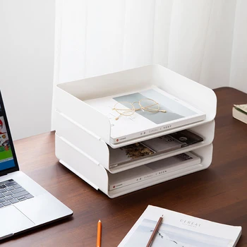 

Stackable Desktop Storage Box Cosmetics Office Books Documents Storage DNJ998