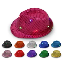 Светодиодный светильник с блестками, шляпы-федоры, мигающий светильник, шляпы для джазовых танцев, праздничное украшения для косплея для мужчин и женщин, вечерние, Клубные, Прямая поставка