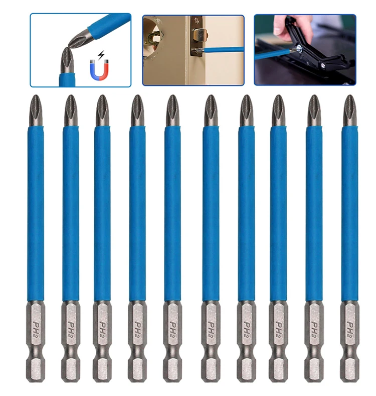90mm 150 mm Cross non-slip drill bits batch Head PH2 screwdriver set S2 strong magnetic wind batch head screwdriver head bits hand planer lowes