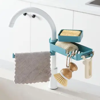 

3 In 1 Rotatable Faucet Rack Rag Shelf Multi Layers Kitchen Supplies Storage Rack Sink Sponge Holder Drain Rack Material Tools
