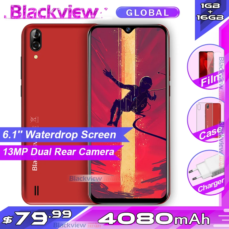Blackview A60 2 ГБ + 16 Гб 4080 мАч Смартфон Android 10 0 4 ядра 6 1 'ཏ 2: 9 в виде капли воды Экран 3G