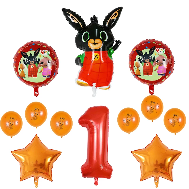 Orange 1 12 шт. Bing Bunny воздушные шары из фольги с мультяшным кроликом воздушные шары с цифрами 30 дюймов красного и черного цвета для детей 1, 2, 3, 4, 5 лет, товары для декора на день рождения, игрушки - Цвет: Orange 1